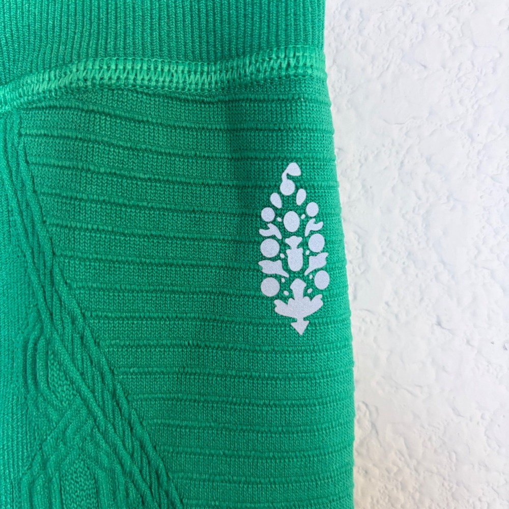FP Movement Womens Green Cable Knit High Rise Seamless Leggings Tights Size M/L
